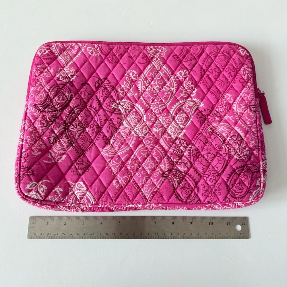 Vera Bradley Stamped Paisley Laptop Sleeve Tablet Case Pink and White